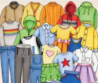 Picture of various clothes to wear to school